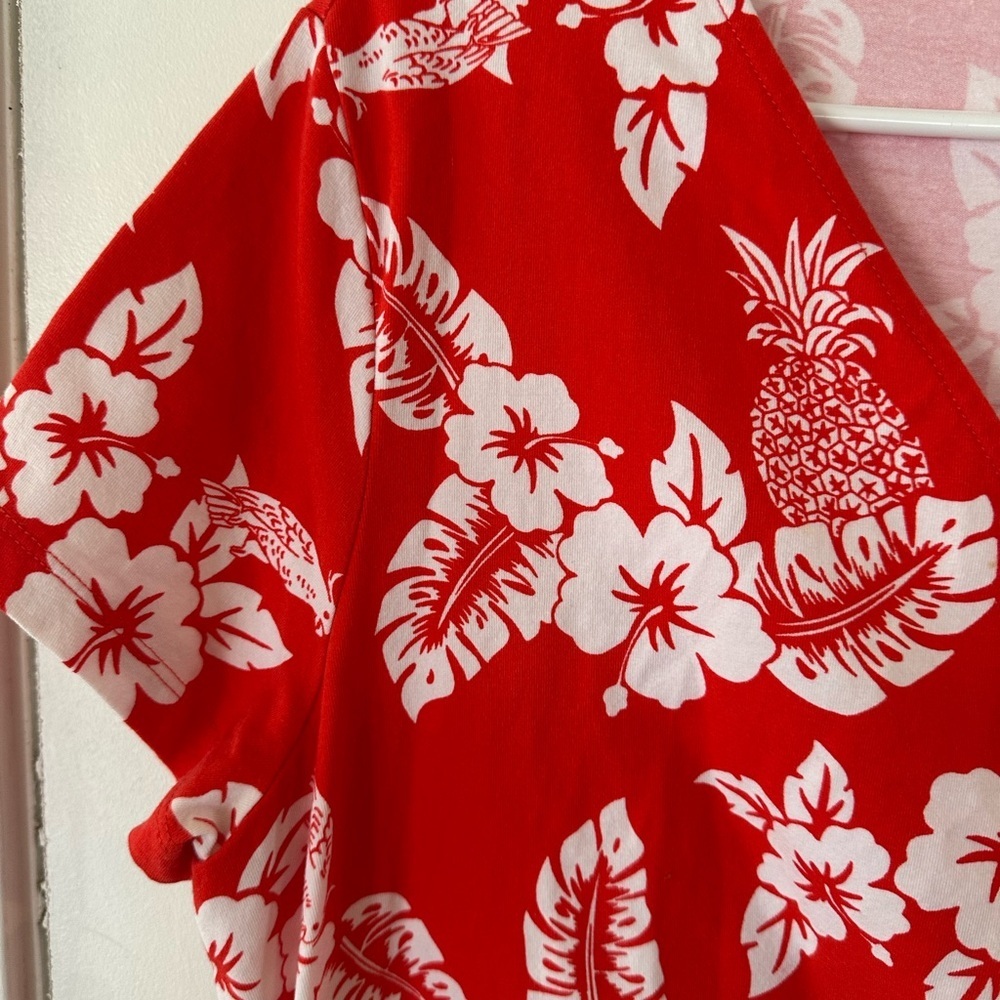 Lands' End Vibrant Red Dress with White Floral Design - Picture 4 of 6